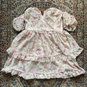 Floral off-the-shoulder mini dress by Cider, size XS